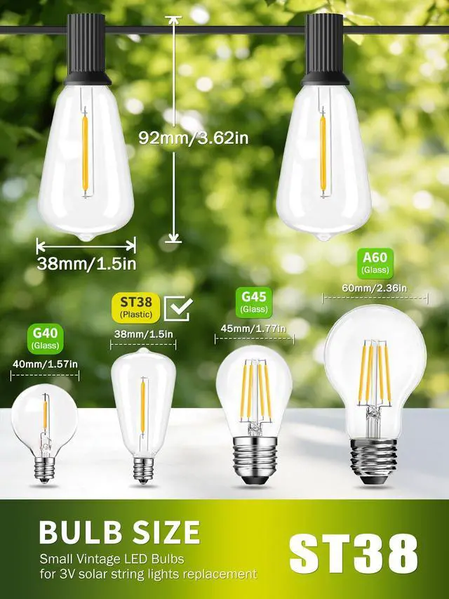 Alt view image 4 of 5 - ST38 LED Bulbs Outdoor Solar Powered Shatterproof
