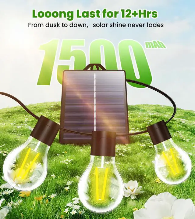 Alt view image 5 of 5 - Solar Festoon Lights Outdoor 12M/39.4FT USB&Solar String Lights