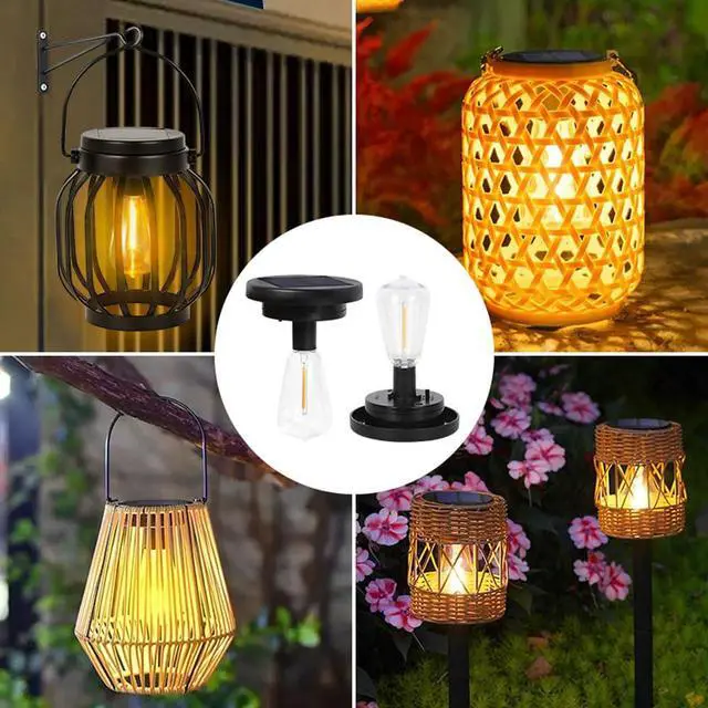 Alt view image 2 of 5 - 2 Pack Lightning Effect Solar Replacement Top Panel Lantern