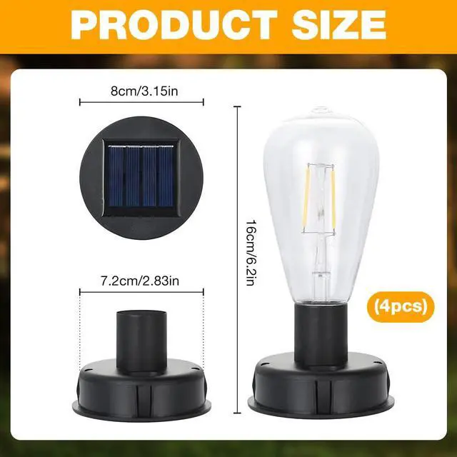 Alt view image 2 of 5 - Solar Light Bulb 4 Pack Solar Replacement Bulbs