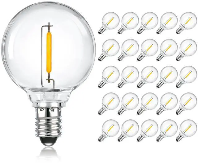 Main image of 25 Pack 1W E12 G40 LED Bulbs Outdoor Waterproof 220V Warm White 2700K