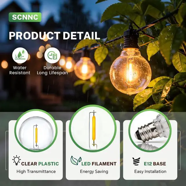 Alt view image 3 of 5 - 25 Pack 1W E12 G40 LED Bulbs Outdoor Waterproof 220V Warm White 2700K