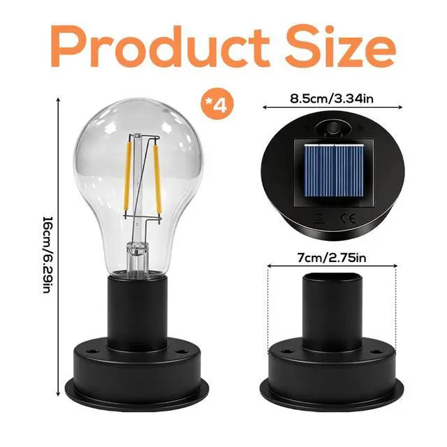 Alt view image 2 of 5 - 4 Pack Solar Light Bulbs 8.5cm Solar Bulb Lights