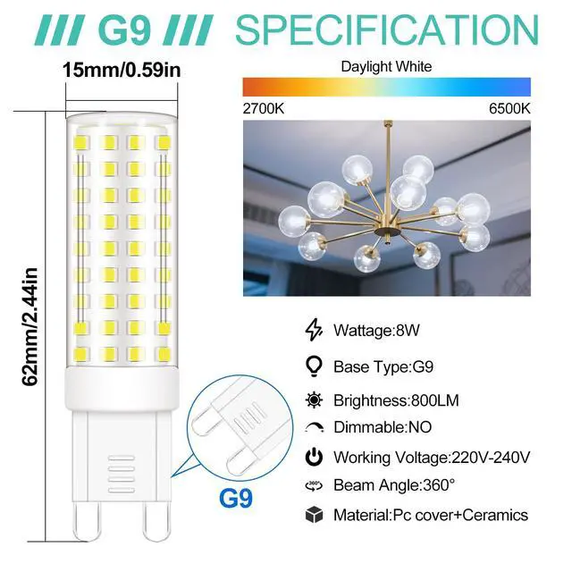 Alt view image 2 of 5 - LED Bulbs 8W Equivalent to 70W 80W Halogen Replacements