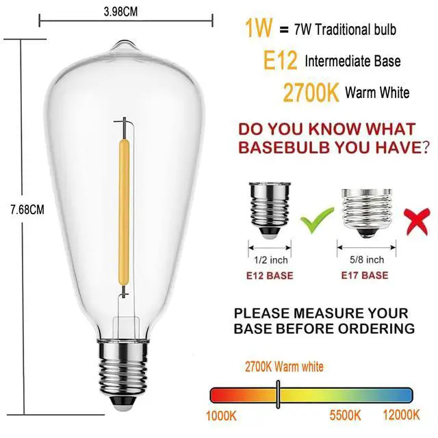 Alt view image 3 of 5 - 24Pack AC230V LED ST38 Vintage Replacement Bulbs