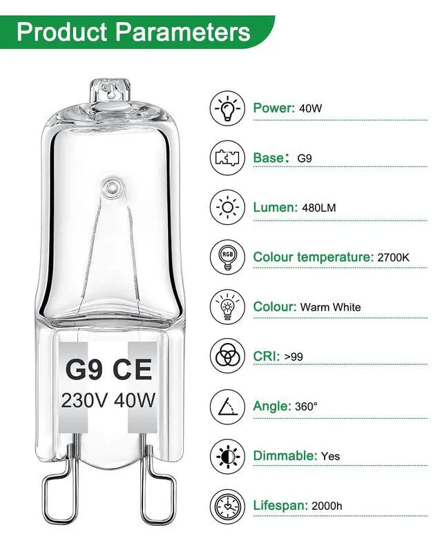 Alt view image 3 of 5 - G9 Halogen Bulbs 40W - Bright Light Bulbs (Pack of 12)
