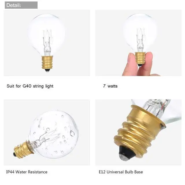 Alt view image 2 of 5 - 25 Packed Tungsten G40 E12 Base 7W Clear Warm Glow White Color