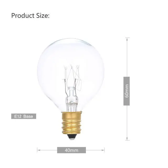 Alt view image 3 of 5 - 25 Packed Tungsten G40 E12 Base 7W Clear Warm Glow White Color