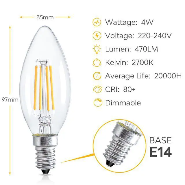 Alt view image 3 of 5 - E14 LED Candle Light Bulbs Dimmable Small Screw Light Bulb