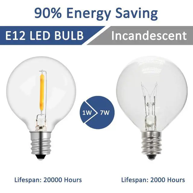 Alt view image 3 of 5 - 10 Pack G40 1W LED Bulbs Outdoor 220V