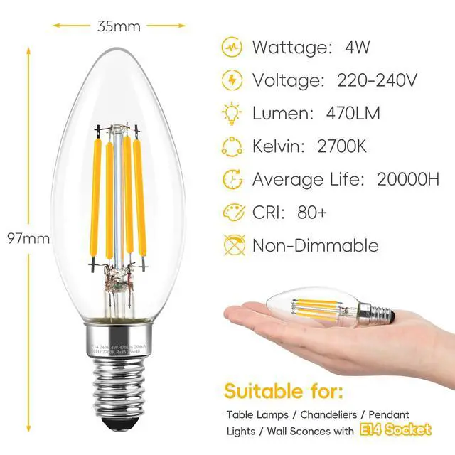 Alt view image 5 of 5 - E14 LED Candle Light Bulbs