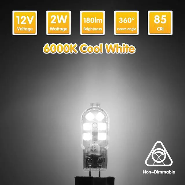 Alt view image 3 of 5 - 2W G4 LED Light Bulb Cool White 6000K