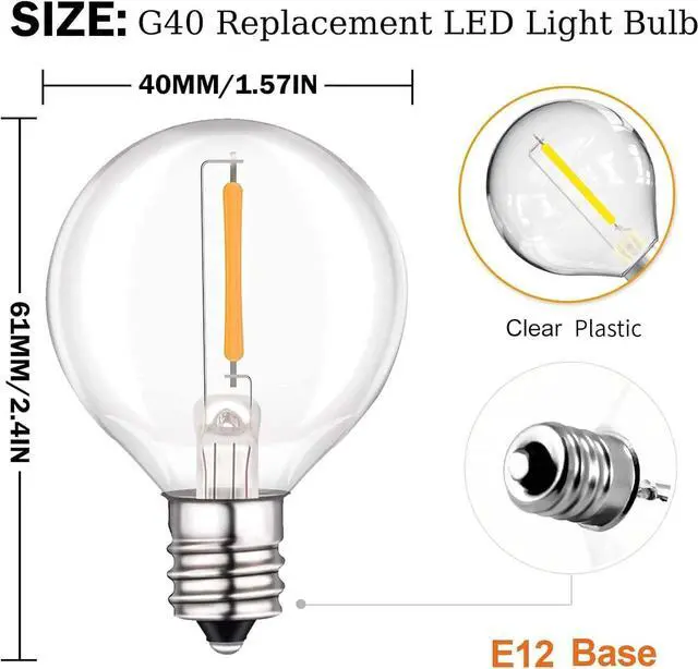 Alt view image 4 of 5 - 25 Pack G40 LED Light Bulbs Replacement