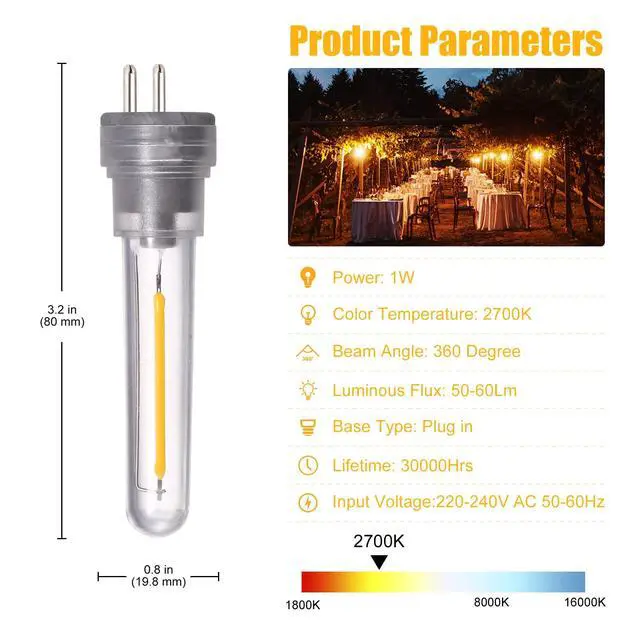 Alt view image 3 of 5 - 6Pack S14 LED Light Bulb Plug in