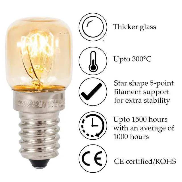 Alt view image 2 of 5 - (3 Pack) Salt Lamp Bulb | Oven | Fri | Small Screw E14 15W