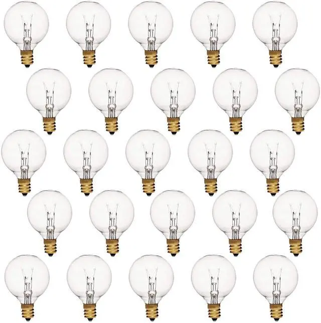 Main image of 25 Pack G40 Incandescent Replacement Light Bulbs: 7 Watt G40 Globe Bulbs