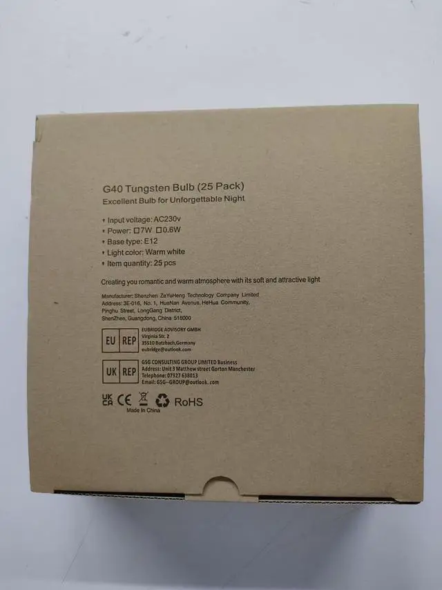 Alt view image 2 of 5 - 25 Pack G40 Incandescent Replacement Light Bulbs: 7 Watt G40 Globe Bulbs