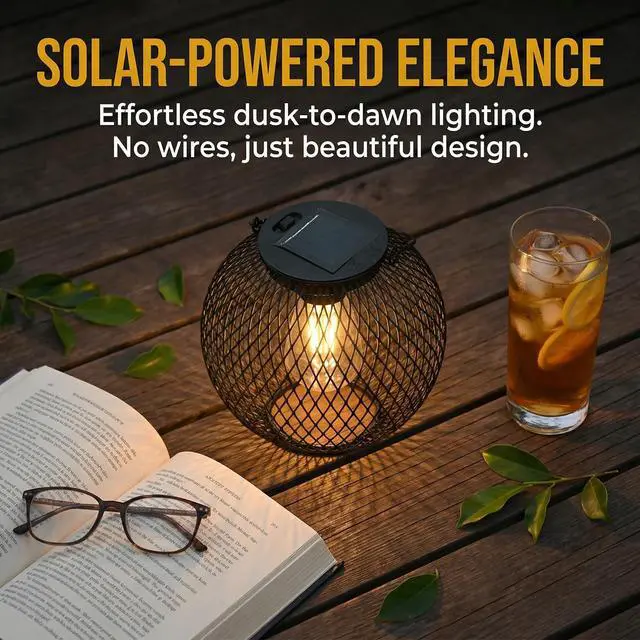 Alt view image 2 of 6 - Hanging Solar Lights Outdoor Garden 2 Pack Retro Solar Lanterns