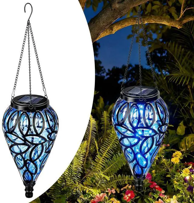 Main image of Solar Chandelier Outdoor Garden - Waterproof Hanging Solar Lantern with 20 LED Lights