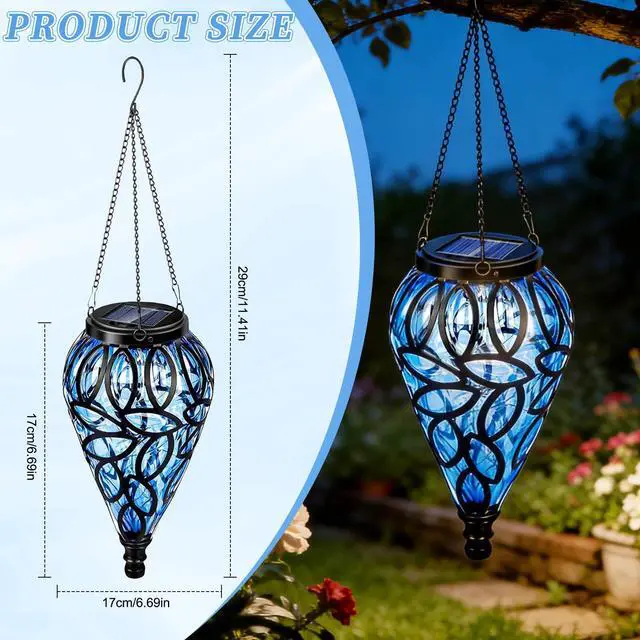 Alt view image 4 of 6 - Solar Chandelier Outdoor Garden - Waterproof Hanging Solar Lantern with 20 LED Lights