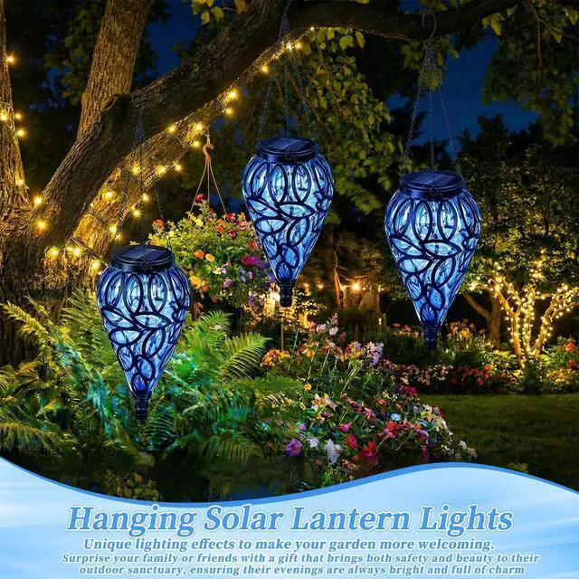 Alt view image 5 of 6 - Solar Chandelier Outdoor Garden - Waterproof Hanging Solar Lantern with 20 LED Lights