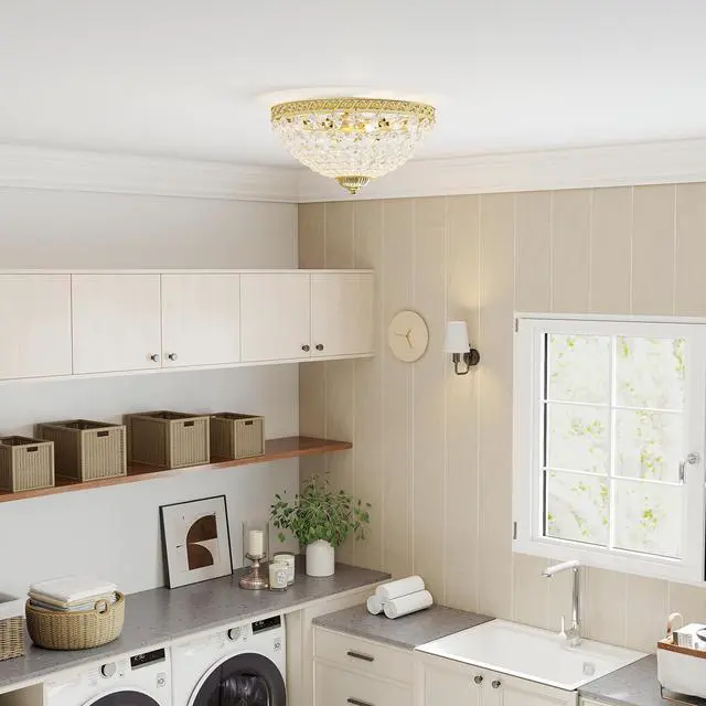 Alt view image 6 of 7 - Crystal Chandelier Ceiling Light with 168 Octagonal Beads