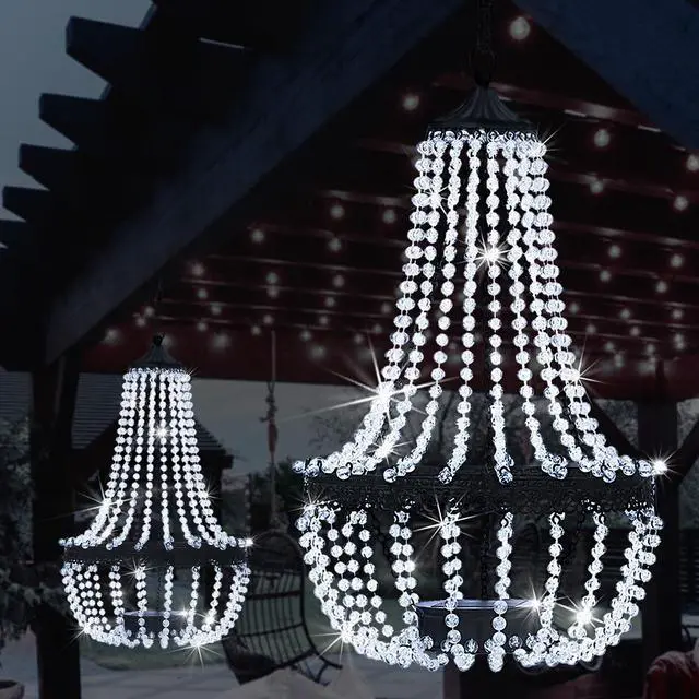 Main image of Hanging Solar Chandelier Outdoor 30 Cool White Lights