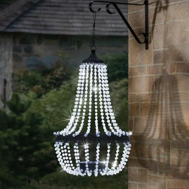 Alt view image 5 of 6 - Hanging Solar Chandelier Outdoor 30 Cool White Lights