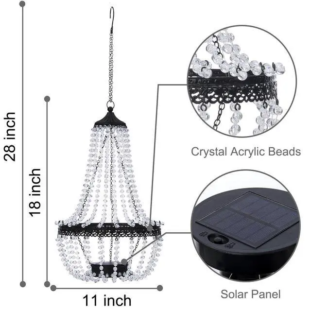 Alt view image 3 of 6 - Hanging Solar Chandelier Outdoor 30 Cool White Lights
