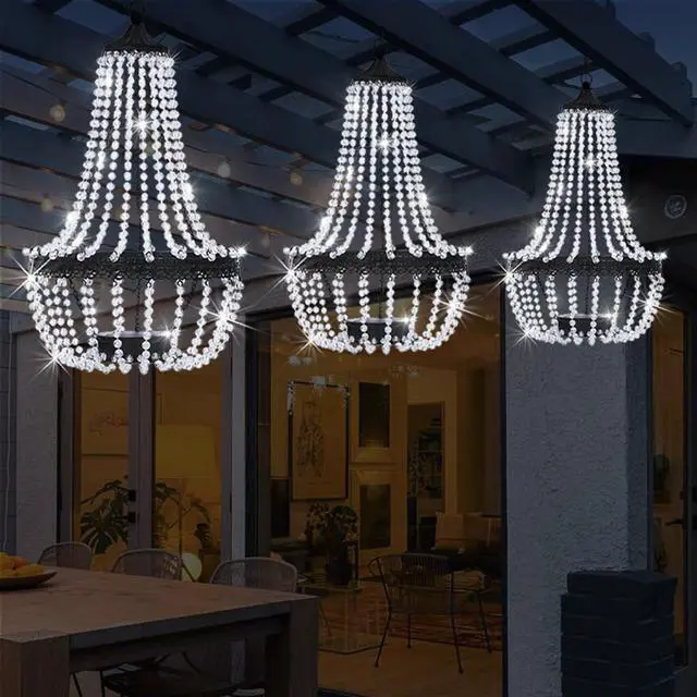 Alt view image 6 of 6 - Hanging Solar Chandelier Outdoor 30 Cool White Lights