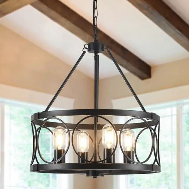 Main image of Black Chandelier - 4 Lights Chandeliers Ceiling Light Industrial Living Room Chandelier