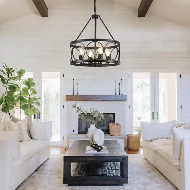 Alt view image 2 of 7 - Black Chandelier - 4 Lights Chandeliers Ceiling Light Industrial Living Room Chandelier