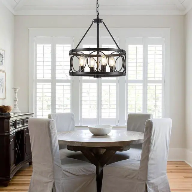Alt view image 3 of 7 - Black Chandelier - 4 Lights Chandeliers Ceiling Light Industrial Living Room Chandelier