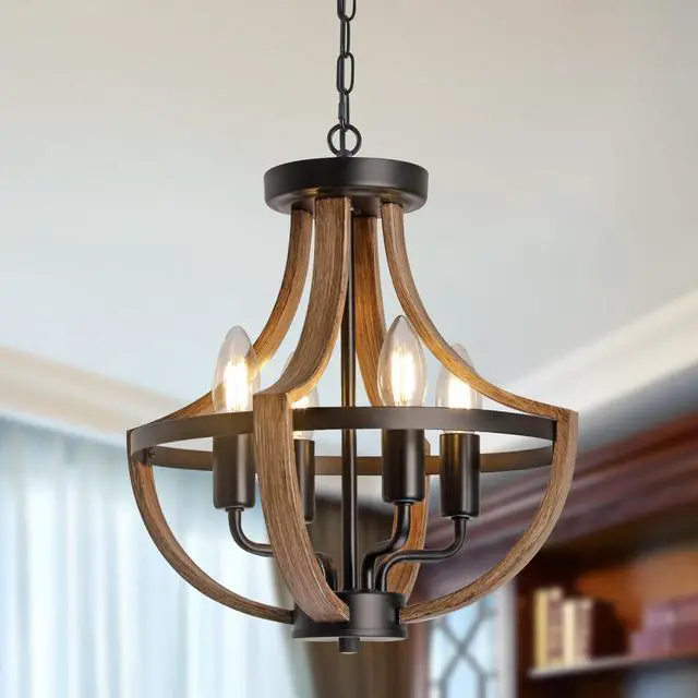 Main image of Farmhouse Chandelier Vintage 4-Light Hanging Pendant Light Height Adjustable
