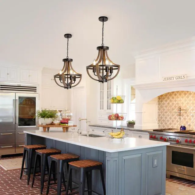 Alt view image 4 of 6 - Farmhouse Chandelier Vintage 4-Light Hanging Pendant Light Height Adjustable