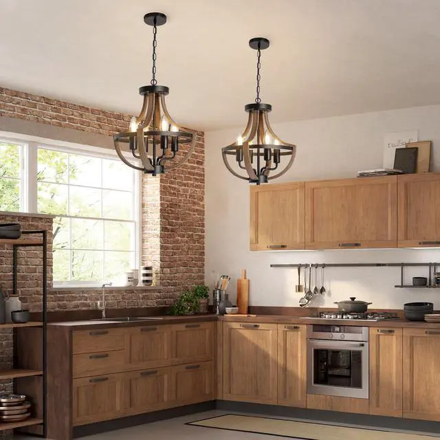 Alt view image 5 of 6 - Farmhouse Chandelier Vintage 4-Light Hanging Pendant Light Height Adjustable