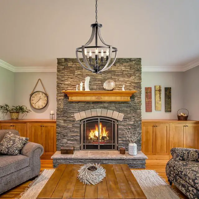 Alt view image 2 of 6 - 5 Light Farmhouse Chandelier Rustic Flush Mount Ceiling Light