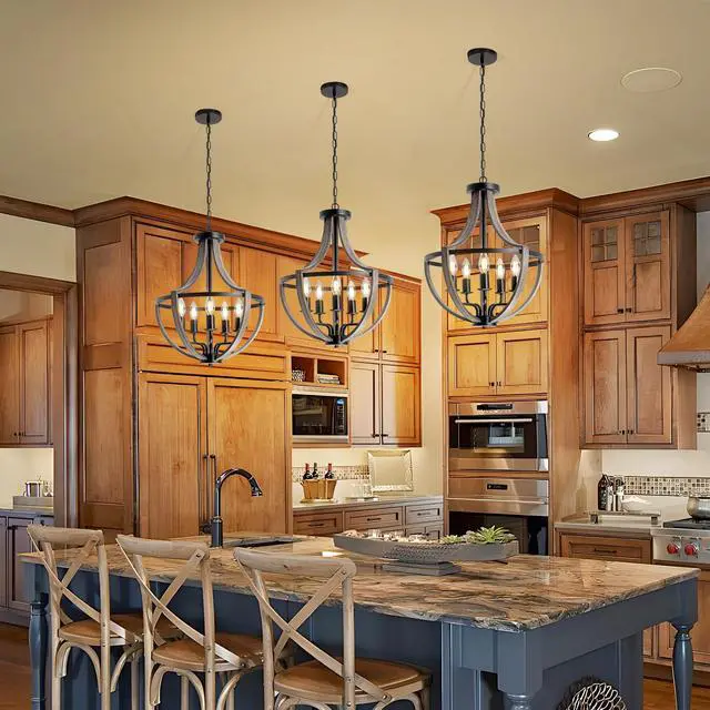 Alt view image 5 of 6 - 5 Light Farmhouse Chandelier Rustic Flush Mount Ceiling Light