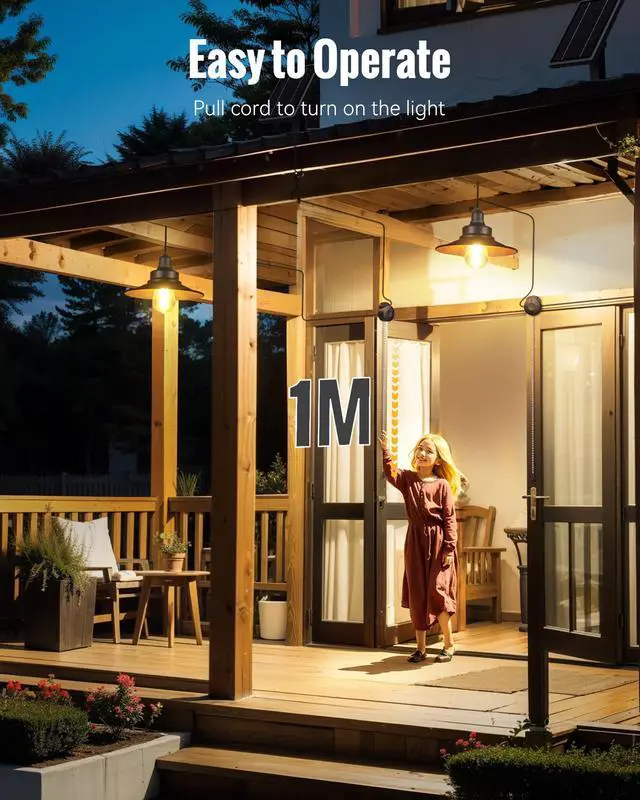 Alt view image 2 of 6 - 2 Pack Solar Shed Lights Pull Cord Switch Indoor Outdoor with E27 Bulb