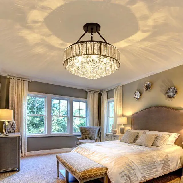 Alt view image 5 of 6 - 6-Lights Modern Crystal Chandelier Black Metal