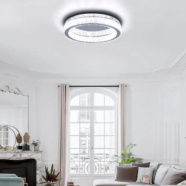 Alt view image 2 of 6 - 17.7" Crystal Flush Mount Ceiling Light
