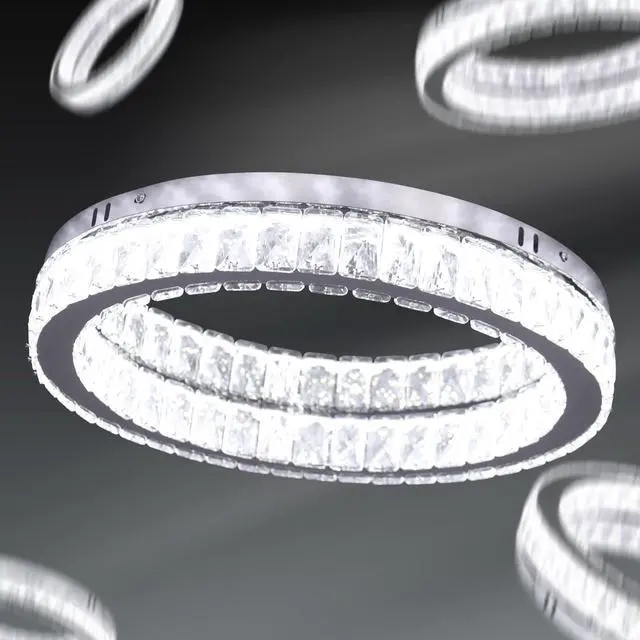 Alt view image 6 of 6 - 17.7" Crystal Flush Mount Ceiling Light