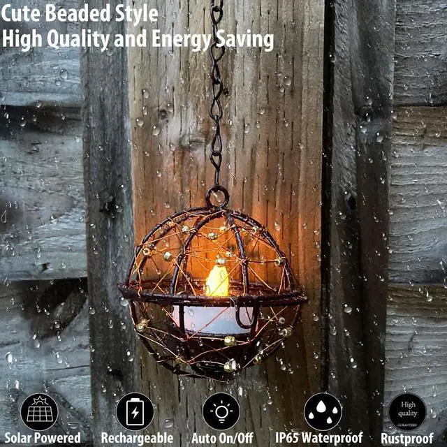Alt view image 3 of 6 - Outdoor Solar Hanging Lanterns Waterproof