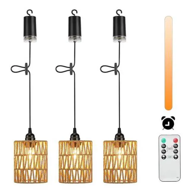 Main image of Lightess Rattan Pendant Lights Battery Operated