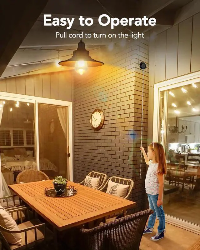 Alt view image 2 of 7 - Solar Shed Light Pull Cord Switch Indoor Outdoor with E27 Bulb