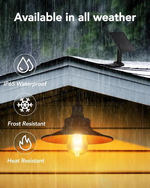 Alt view image 4 of 7 - Solar Shed Light Pull Cord Switch Indoor Outdoor with E27 Bulb