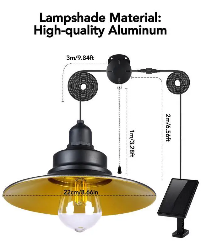 Alt view image 6 of 7 - Solar Shed Light Pull Cord Switch Indoor Outdoor with E27 Bulb