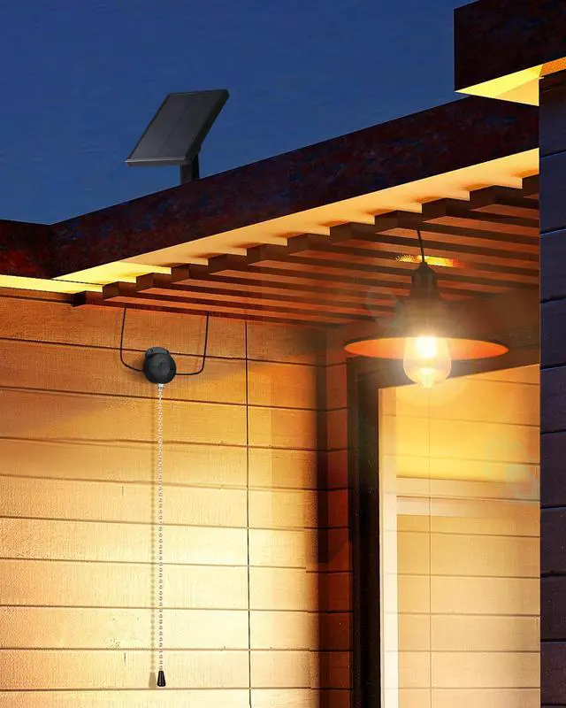 Alt view image 7 of 7 - Solar Shed Light Pull Cord Switch Indoor Outdoor with E27 Bulb