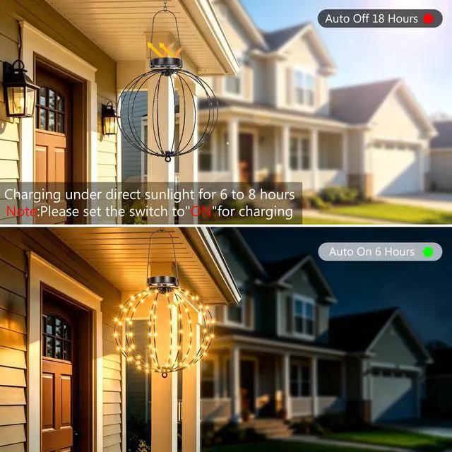 Alt view image 2 of 6 - 2 Pack Solar Hanging Ball Lights