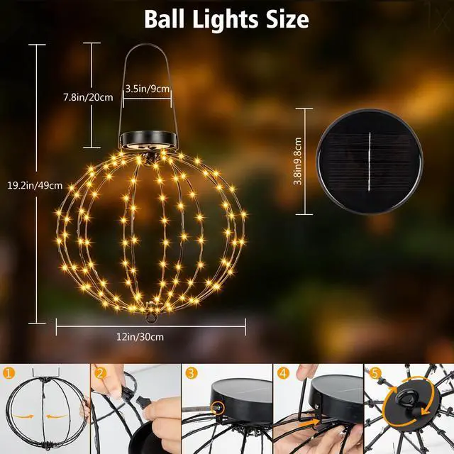 Alt view image 3 of 6 - 2 Pack Solar Hanging Ball Lights
